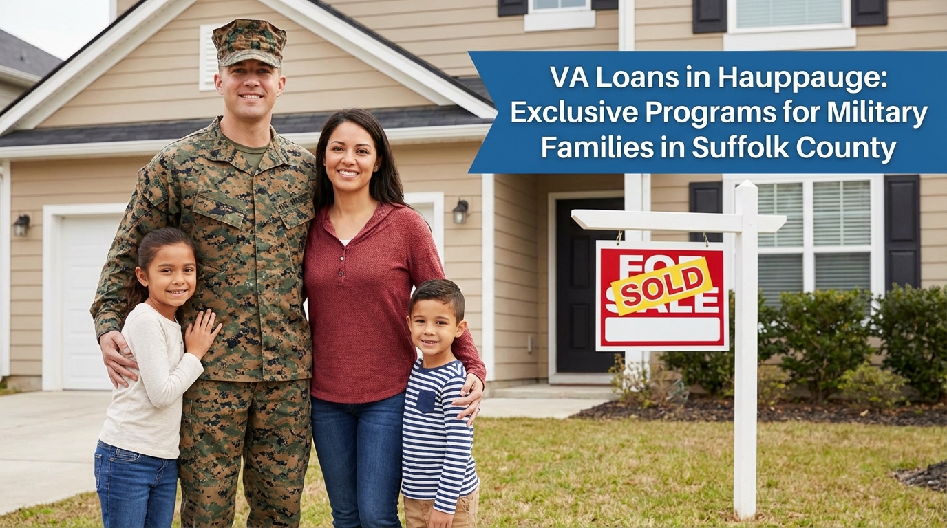 Create a professional hero image for: VA Loans in Hauppauge: Exclusive Programs for Military Familie