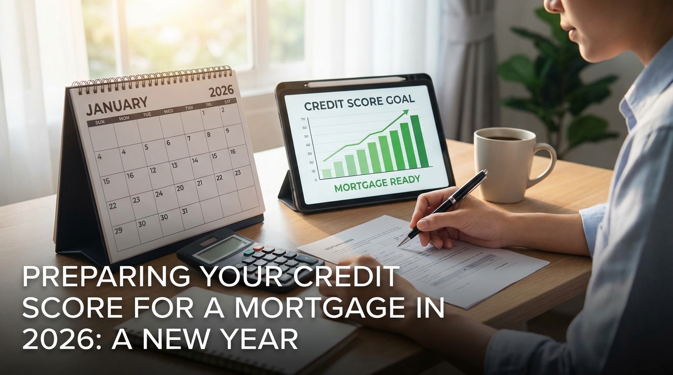 Create a professional hero image for: Preparing Your Credit Score for a Mortgage in 2026: A New Year