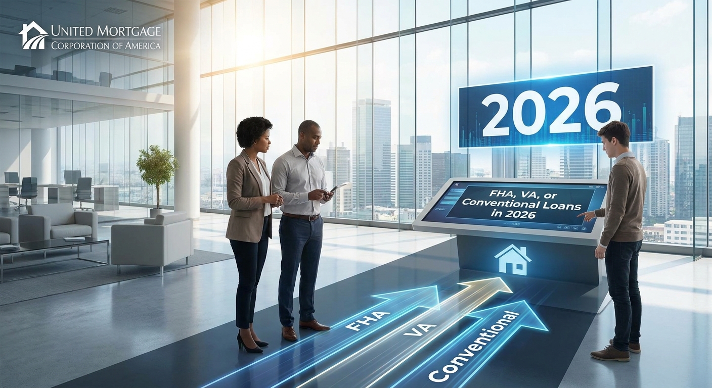 Create a professional hero image for this section. Context: FHA, VA, or Conventional Loans in 2026: 