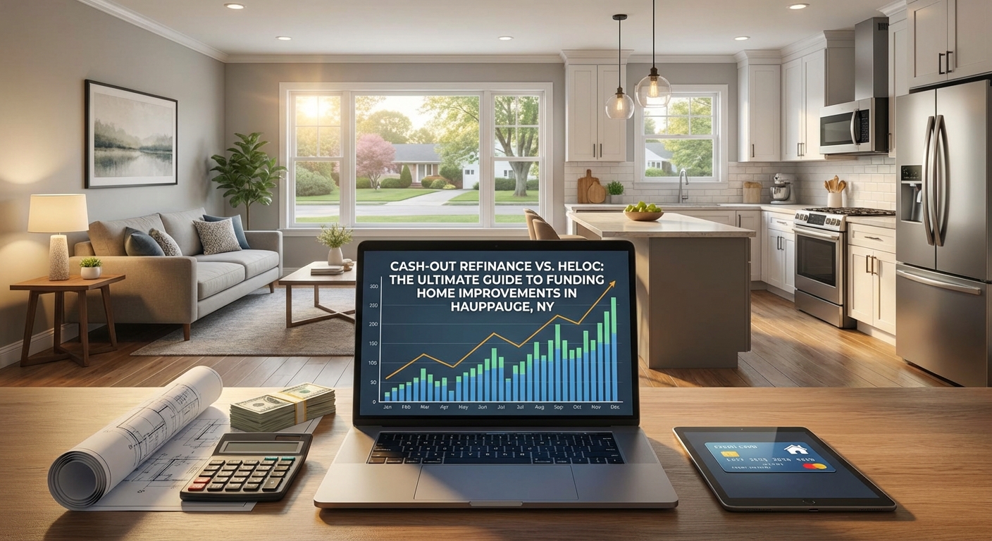 Create a professional hero image for: Cash-Out Refinance vs. HELOC: The Ultimate Guide to Funding Ho