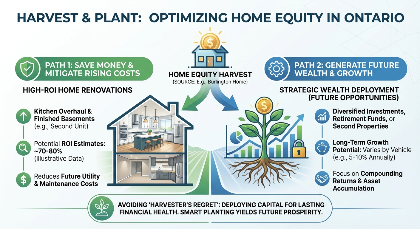 Create a professional infographic about this content. Context: Harvesting your equity is only half t