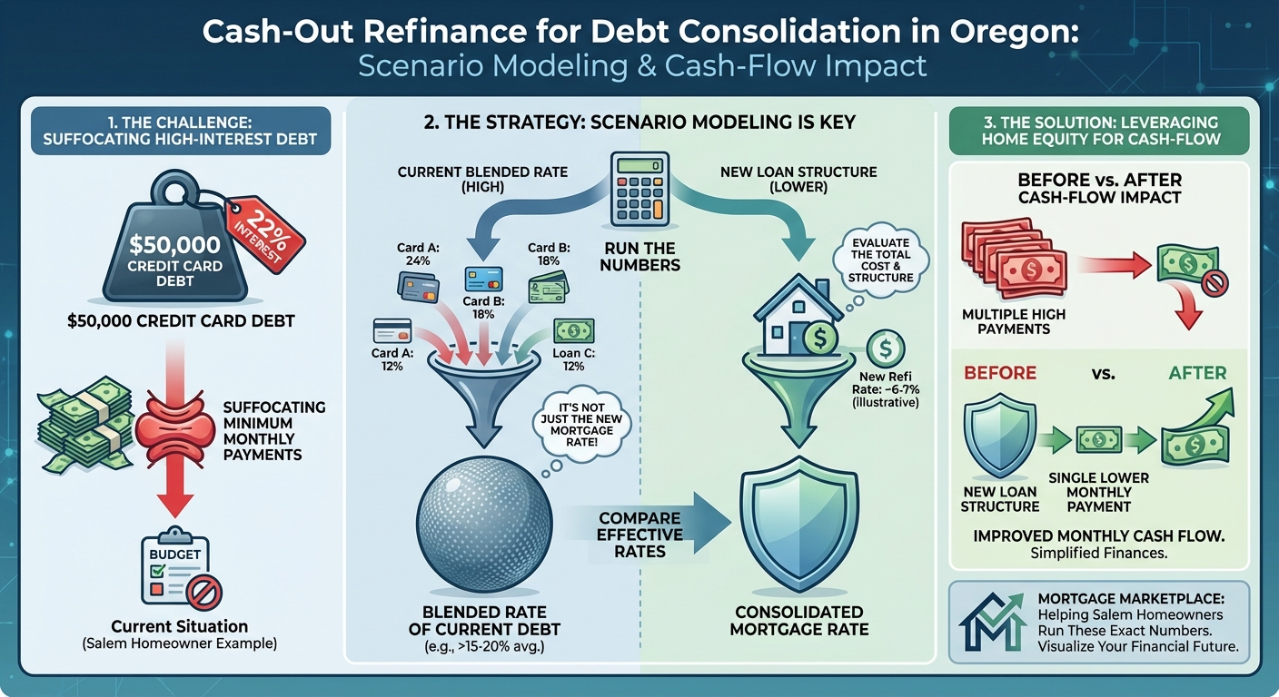 Create a professional infographic about this content. Context: When exploring a cash-out refinance f