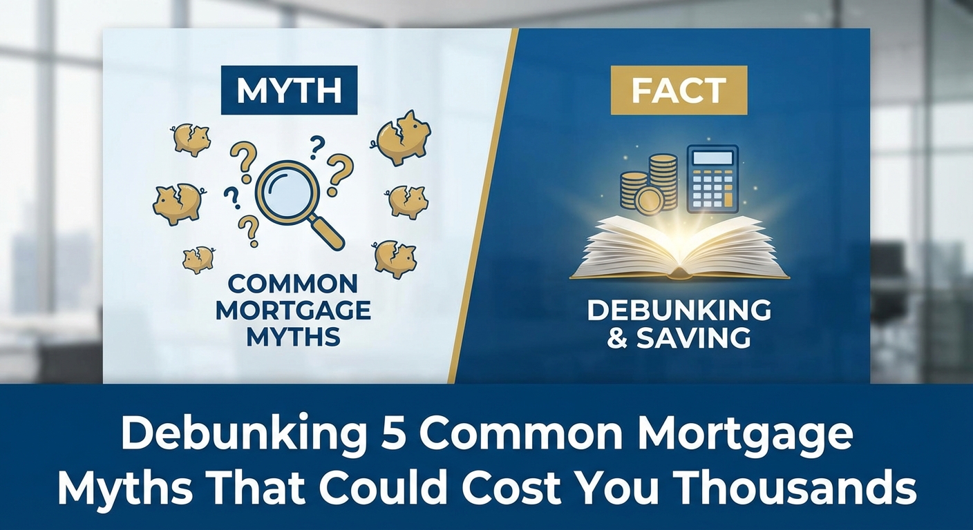 Create a professional hero image for: Debunking 5 Common Mortgage Myths That Could Cost You Thousand