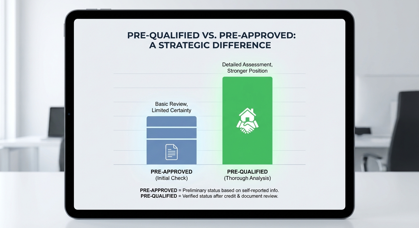 Create a professional 1. Get Pre-Qualified, Not Just Pre-Approved bar chart visualization. Modern, c