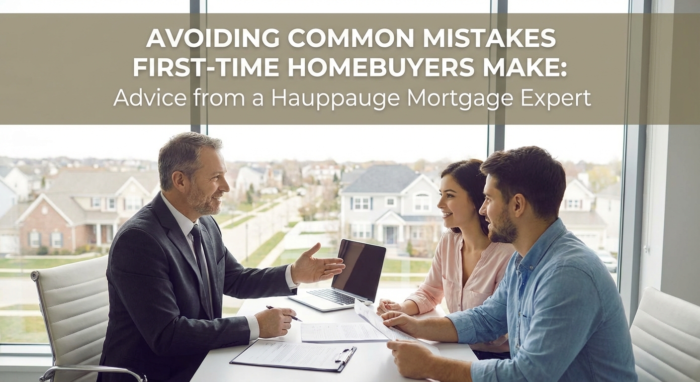 Create a professional hero image for: Avoiding Common Mistakes First-Time Homebuyers Make: Advice fr