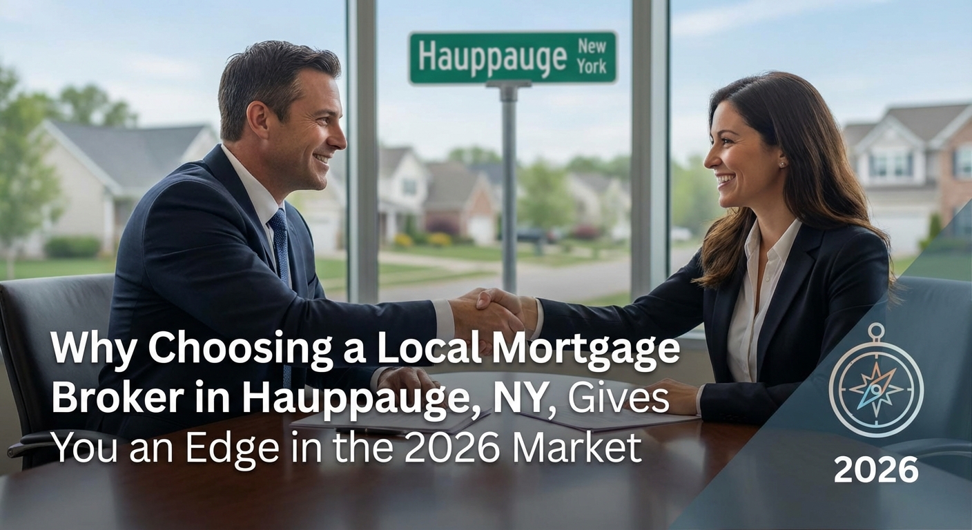 Create a professional hero image for: Why Choosing a Local Mortgage Broker in Hauppauge, NY, Gives Y