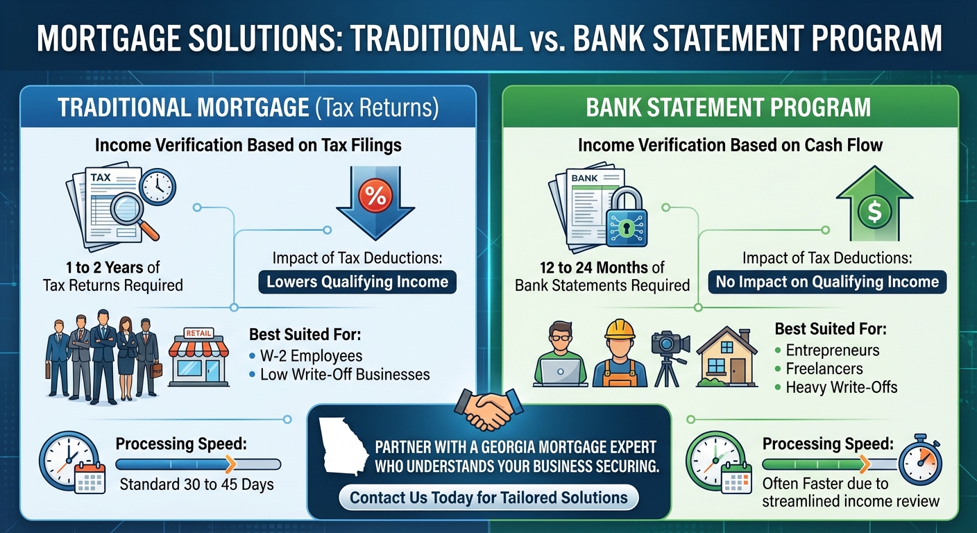 Create a professional infographic about this content. Context: Loan Feature Traditional Mortgage (Ta