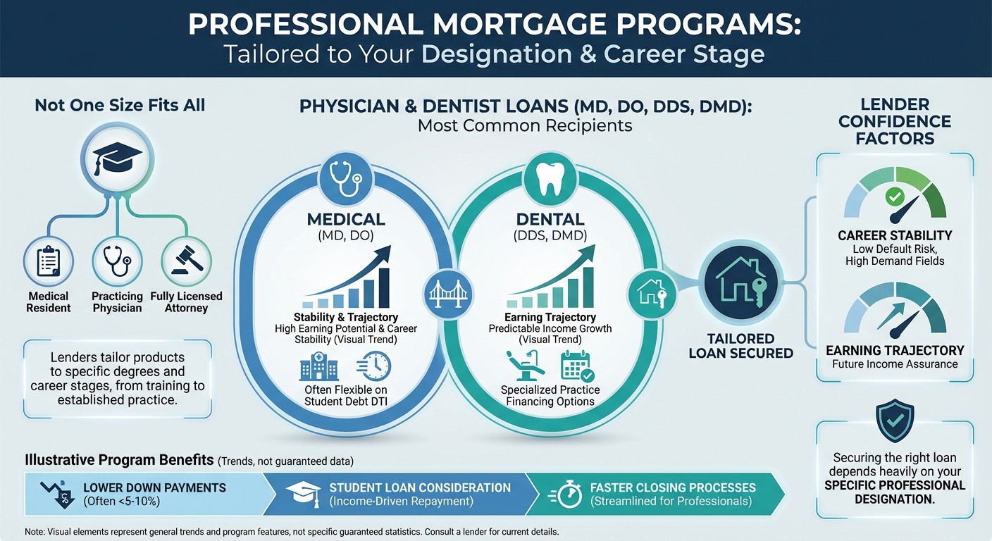Create a professional infographic about this content. Context: Professional mortgage programs are no